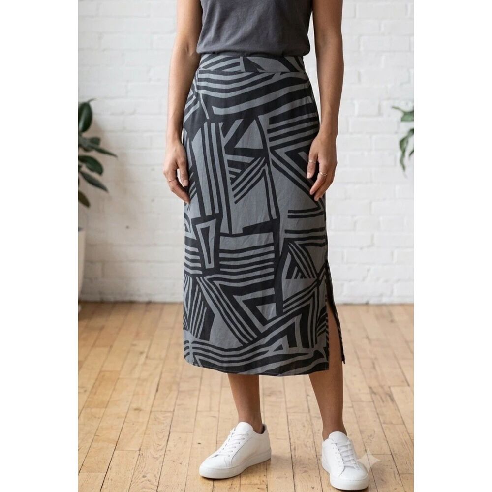 Loft Ann Taylor Maxi Skirt Womens M Geometric Lined Pull On Stretch Waist y2k